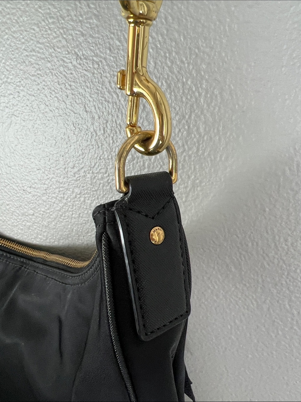 Marc Jacobs Black Nylon Hobo Shoulder Bag with Gold Tone Hardware - Picture 8 of 16